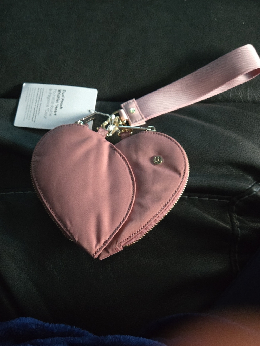 lululemon athletica  Dual-Pouch Heart Shaped Wristlet in Dusty Pink